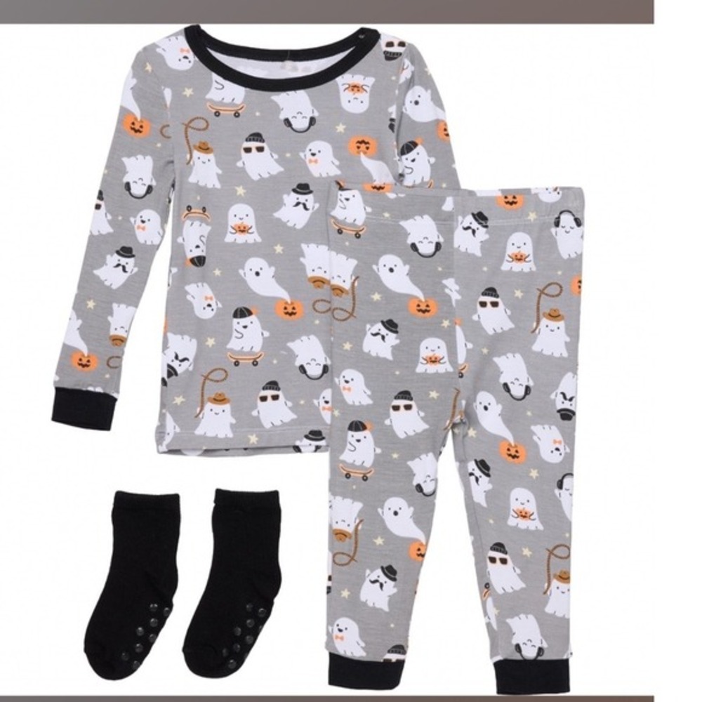 New Milkberry‎ Kids Halloween Ghost Pajamas 3 Piece Set Bamboo Rayon 18M